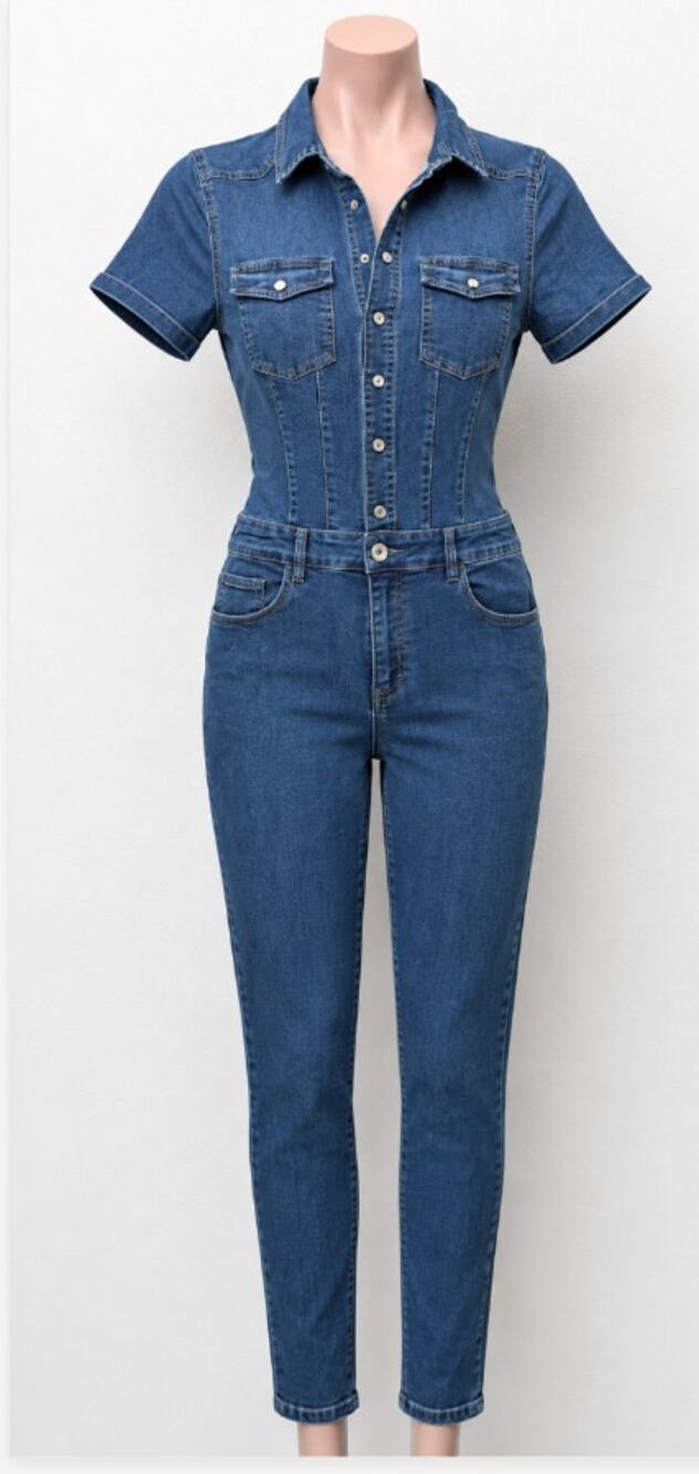 Fashion Nova Blue Denim Jumpsuit Womens M Utility